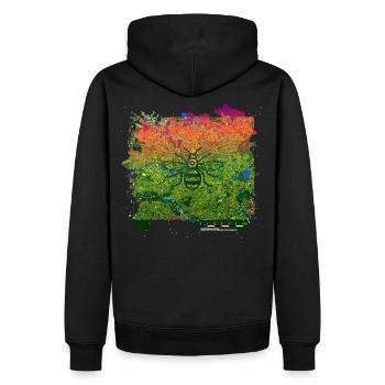 Abeille mellifère mancunienne au-dessus d’un Manchester minuit - Sweat à capuche Premium bio Homme - noir - Dos - Nico (187cm)