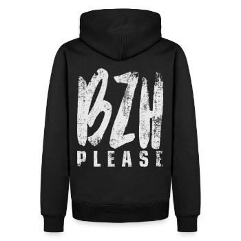 BZH BITTE Brittany bitte - Männer Premium Bio Hoodie - Schwarz - Hinten - Nico (187cm)