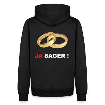 JA sager Heiraten Eheringe - Männer Premium Bio Hoodie - Schwarz - Hinten - Nico (187cm)