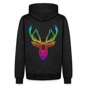 Couleur arc-en-ciel de cerf coloré à douze ailes - Sweat à capuche Premium bio Homme - noir - Dos - Nico (187cm)