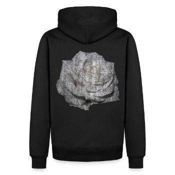 FLEUR Rose Blanche - Sweat à capuche Premium bio Homme - noir - Dos - Nico (187cm)