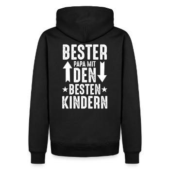 bester Papa besten Kindern - Männer Premium Bio Hoodie - Schwarz - Hinten - Nico (187cm)