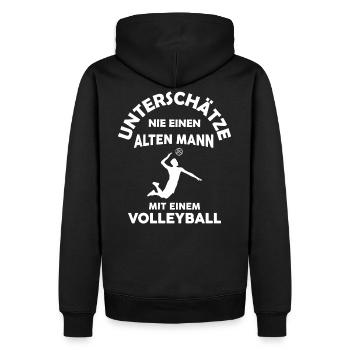 Volleyball alter Mann - Männer Premium Bio Hoodie - Schwarz - Hinten - Nico (187cm)