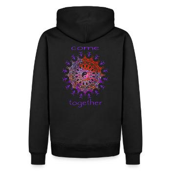 Come together - Weltfrieden Liebe Erde Spruch - Männer Premium Bio Hoodie - Schwarz - Hinten - Nico (187cm)