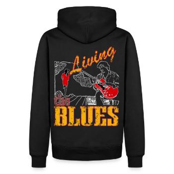 Musique Blues Vivante - Sweat à capuche Premium bio Homme - noir - Dos - Nico (187cm)
