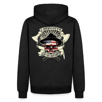 Zimmermann Carpenter Totenkopf Logo - Sweat à capuche Premium bio Homme - noir - Dos - Nico (187cm)
