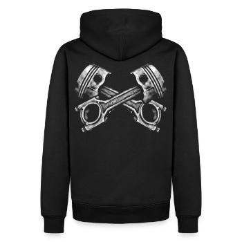 Gekreuzte Motorkolben - Männer Premium Bio Hoodie - Schwarz - Hinten - Nico (187cm)
