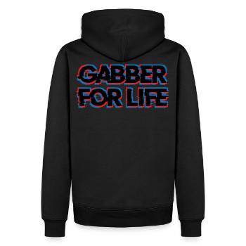 Gabber For Life | Frenchcore Speedcore Glitch - Männer Premium Bio Hoodie - Schwarz - Hinten - Nico (187cm)