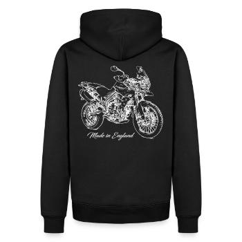 Adventure - Made in England - Moto - Sweat à capuche Premium bio Homme - noir - Dos - Nico (187cm)