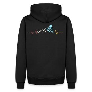 Battement de coeur rétro VTT - Sweat à capuche Premium bio Homme - noir - Dos - Nico (187cm)