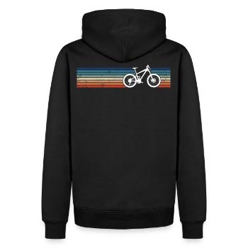 Mountain Bike Retro Stripes MTB - Männer Premium Bio Hoodie - Schwarz - Hinten - Nico (187cm)