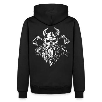 Wikinger Skull - Äxte - Männer Premium Bio Hoodie - Schwarz - Hinten - Nico (187cm)