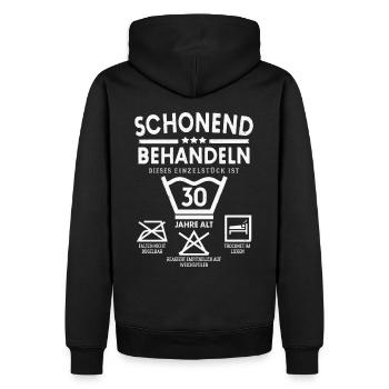 SCHONEND BEHANDELN 30 JAHRE ALT 30ER GEBURTSTAG - Männer Premium Bio Hoodie - Schwarz - Hinten - Nico (187cm)