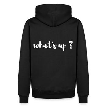 what s up? - Sweat à capuche Premium bio Homme - noir - Dos - Nico (187cm)