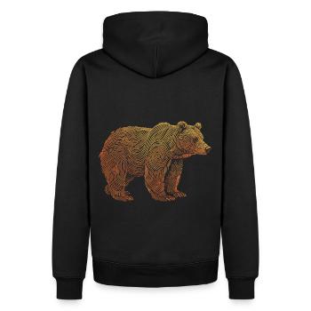 Line Art Bear - Männer Premium Bio Hoodie - Schwarz - Hinten - Nico (187cm)