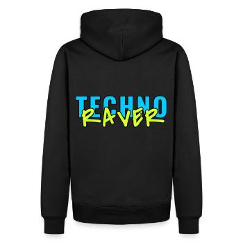 techno raver - Männer Premium Bio Hoodie - Schwarz - Hinten - Nico (187cm)