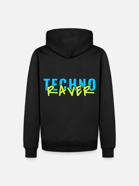techno raver - Männer Premium Bio Hoodie - Schwarz