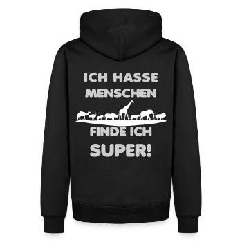 MENSCHEN SIND DOOF TIERLIEB - Männer Premium Bio Hoodie - Schwarz - Hinten - Nico (187cm)