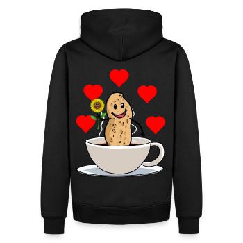 Guten Morgen Erdnuss Kaffeetasse Blume Frühstück - Männer Premium Bio Hoodie - Schwarz - Hinten - Nico (187cm)