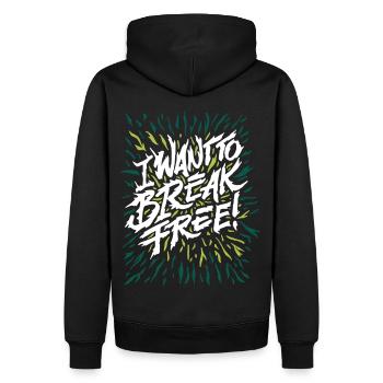 I WANT TO BREAK FREE - Männer Premium Bio Hoodie - Schwarz - Hinten - Nico (187cm)