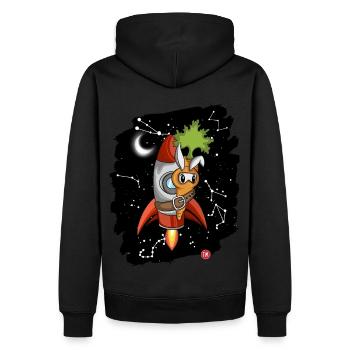 rubbit space - Men’s Premium Organic Hoodie - black - Back - Nico (187cm)