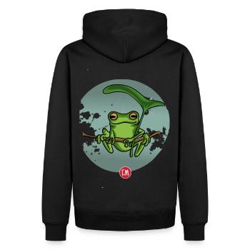 frog frog - Men’s Premium Organic Hoodie - black - Back - Nico (187cm)