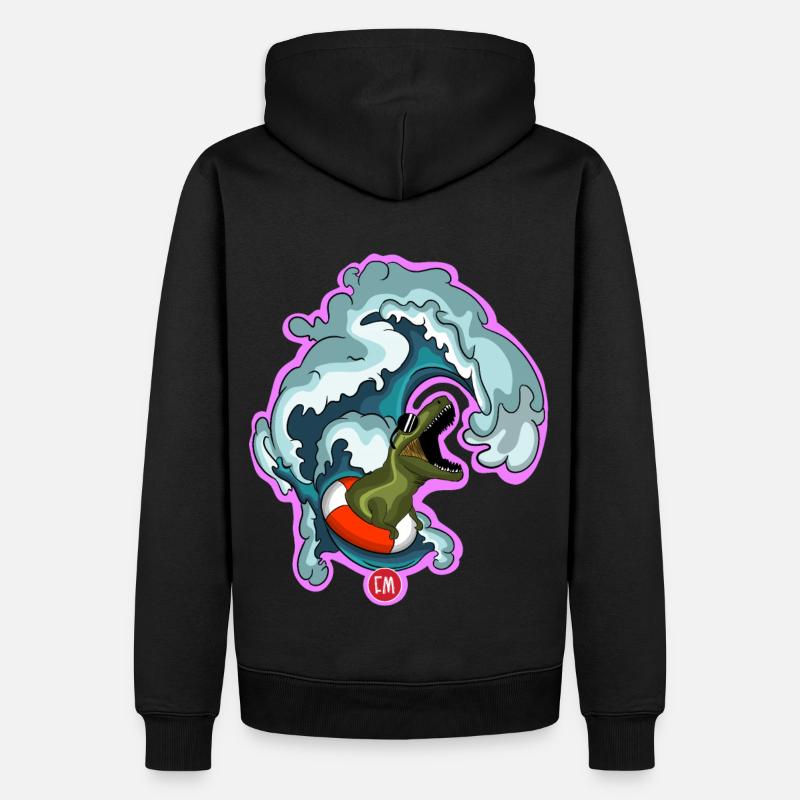 T-rex surf - Sweat à capuche Premium bio Homme - noir
