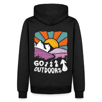 Go outdoors (weiss) - Männer Premium Bio Hoodie - Schwarz - Hinten - Nico (187cm)