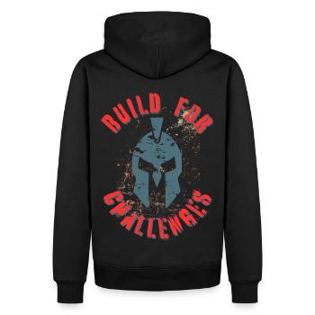Gladiatorenhelm - Build for Challenges - Männer Premium Bio Hoodie - Schwarz - Hinten - Nico (187cm)