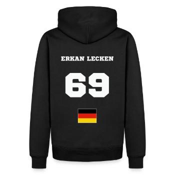 Erkan Lecken - Männer Premium Bio Hoodie - Schwarz - Hinten - Nico (187cm)