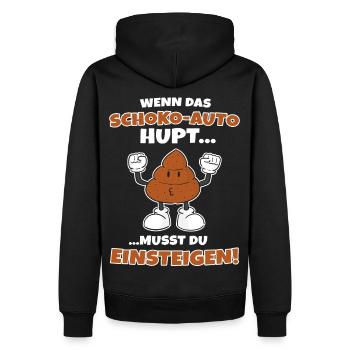 Wenn das Schoko Auto hupt, musst du einsteigen! - Männer Premium Bio Hoodie - Schwarz - Hinten - Nico (187cm)
