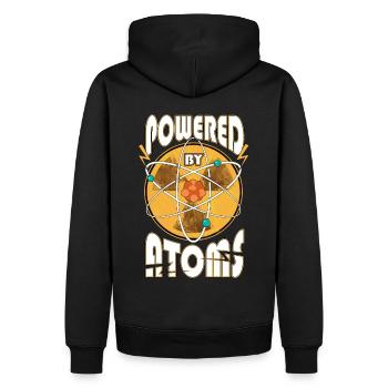 Powered by Atoms Funny Sayings Physics Gift - Men’s Premium Organic Hoodie - black - Back - Nico (187cm)