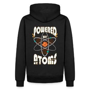 Powered by Atoms Funny Sayings Physics Gift - Men’s Premium Organic Hoodie - black - Back - Nico (187cm)
