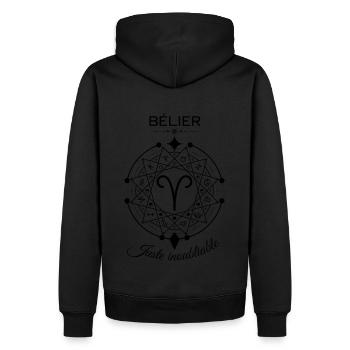Bélier Juste Inoubliable - Sweat à capuche Premium bio Homme - noir - Dos - Nico (187cm)