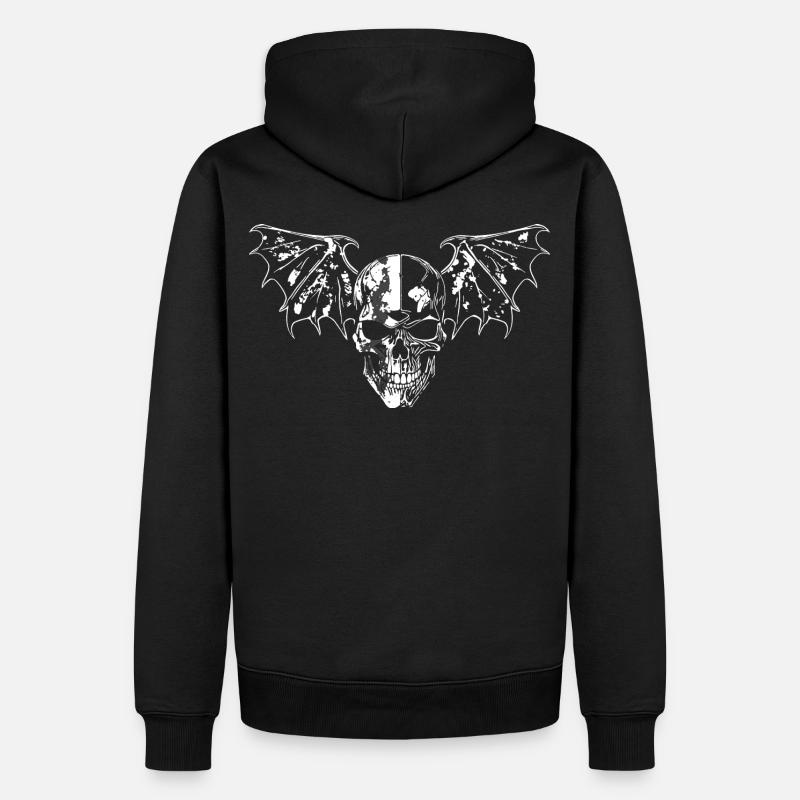 Crâne avec des ailes - Sweat à capuche Premium bio Homme - noir