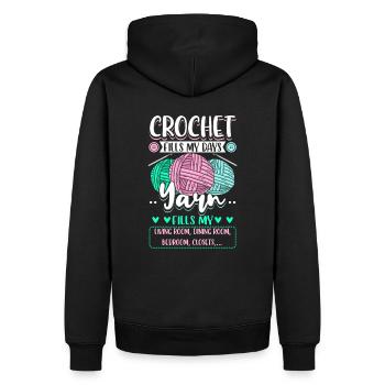 Häkeln Wolle Stricken - Männer Premium Bio Hoodie - Schwarz - Hinten - Nico (187cm)