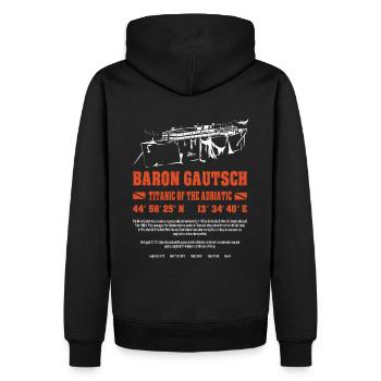 Baron Gautsch Wrack Adria Kroatien Tauchen - Männer Premium Bio Hoodie - Schwarz - Hinten - Nico (187cm)