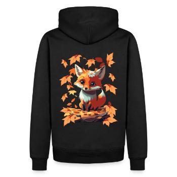 Süßer niedlicher Fuchs im Herbst Geschenk - Männer Premium Bio Hoodie - Schwarz - Hinten - Nico (187cm)