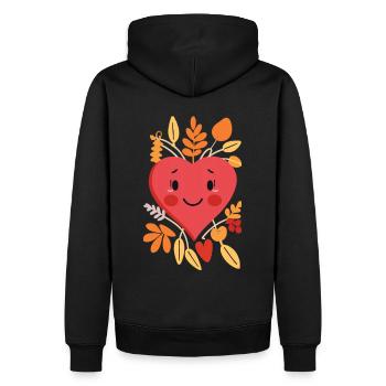 Herbst, Herz, Ich liebe den Herbst Geschenk - Männer Premium Bio Hoodie - Schwarz - Hinten - Nico (187cm)