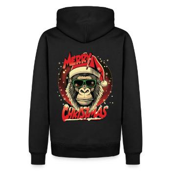 Xmas Gorilla Cristmas Frohe Weihnachten - Männer Premium Bio Hoodie - Schwarz - Hinten - Nico (187cm)