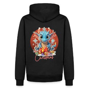 Frohe Weihnachten - Blauer Drache - Geschenk - Männer Premium Bio Hoodie - Schwarz - Hinten - Nico (187cm)
