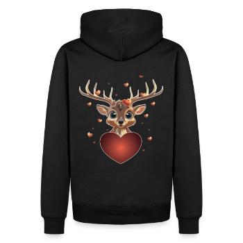 Coeur Comic Cerf Saint Valentin cadeau sauvage - Sweat à capuche Premium bio Homme - noir - Dos - Nico (187cm)