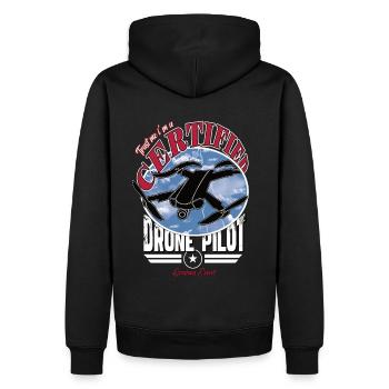 Certified Copter Drone Pilot Captain - Men’s Premium Organic Hoodie - black - Back - Nico (187cm)