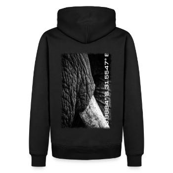 Série Kruger : Zoom avant - Sweat à capuche Premium bio Homme - noir - Dos - Nico (187cm)