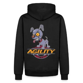 AGILITY HUND, HUNDESPORT MOTIV FÜR HUNDE FAN - Männer Premium Bio Hoodie - Schwarz - Hinten - Nico (187cm)