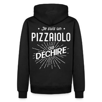 je suis un pizzaiolo qui déchire humour pizzaiolo - Sweat à capuche Premium bio Homme - noir - Dos - Nico (187cm)