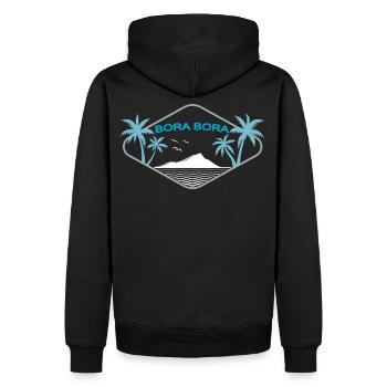 Bora Bora Palmen Insel Strand Urlaub in Polynesien - Männer Premium Bio Hoodie - Schwarz - Hinten - Nico (187cm)