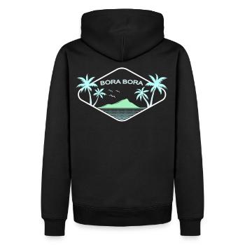 Bora Bora Palmen Meer Insel Traumstrand Souvenir - Männer Premium Bio Hoodie - Schwarz - Hinten - Nico (187cm)