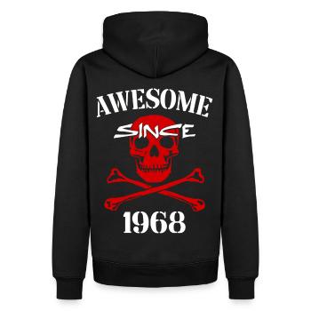 Awesome since 1968 Red Skull - Men’s Premium Organic Hoodie - black - Back - Nico (187cm)