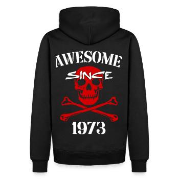 Awesome since 1973 Red Skull - Men’s Premium Organic Hoodie - black - Back - Nico (187cm)